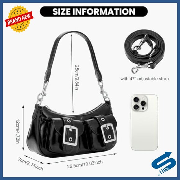 Faux Leather Shoulder Bag Crossbody Purse with Pockets Daily Use - Picture 6 of 8